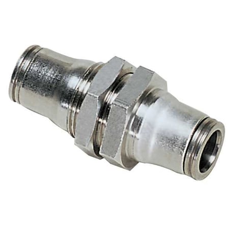 Push-Fit Union Fitting, 15/32 in Tube Size, Brass, Silver