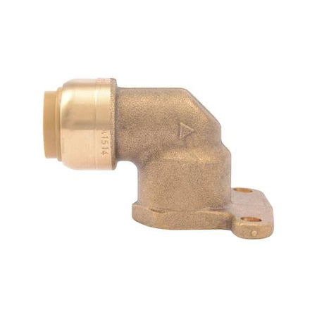 Push-Fit Elbow Fitting, 1/2 in Tube Size, Brass, Brass
