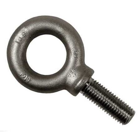 Eye Bolt With Shoulder, 3/8"-16, 1-1/4 in Shank, 1 in ID, Steel, Plain