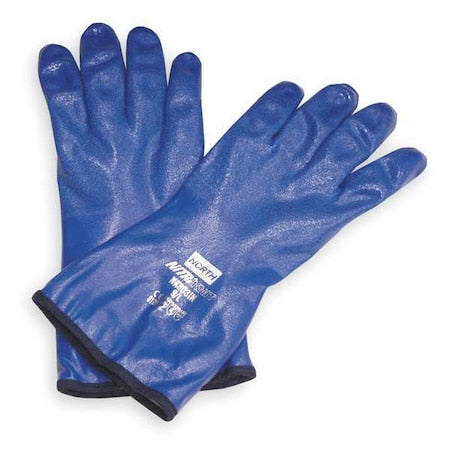 Nitri-Knit(TM) Chemical Resistant Gloves, Nitrile, 12 in L, 40 mil, Blue, 9, 1 PR