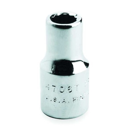 1/2 in Drive, 3/8" SAE Socket, 12 Points,  Steel, Blk Oxd, 3/8 in