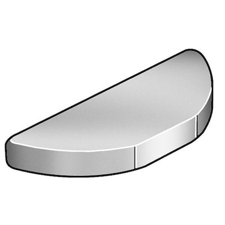 Woodruff Key, 5/16 x 1 in Key Size, B SAE Number, 0.422 in H, C-1035 Steel Plain, 25 PK