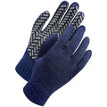 Wool Cold Weather Gloves, PVC Grip Palm, L Blue