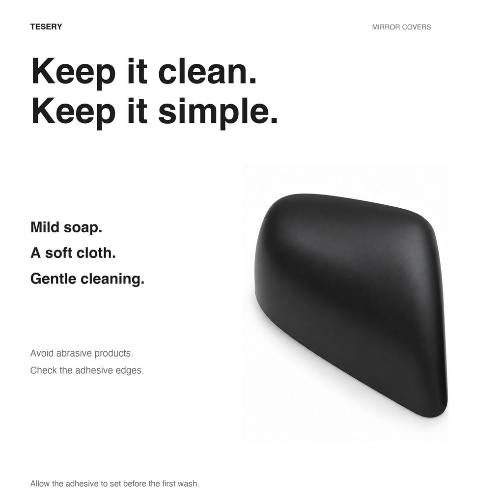 ABS Mirror Covers for Model 3/Y | 4 Finishes | 3M Tape | Scratch Protection | 3 Versions