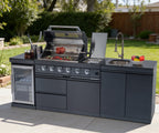 NG 104" 4-Burner 72,000 BTU Black Outdoor Kitchen Island Grill Rotisserie