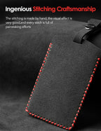 Alcantara Key Card Holder for Model 3/Y | Italian Material | Hook & Keychain | White Stitching