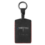 Alcantara Key Card Holder for Model 3/Y | Italian Material | Hook & Keychain | White Stitching