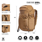 Vertx Siege 25L - Rapid Access CCW & Expandable Helmet Storage - Mission-Ready