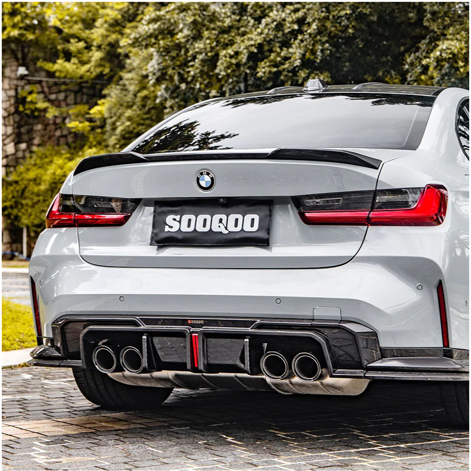 Carbon Fiber Rear Diffuser w/ Brake Light & Splitter for BMW G80 G81 M3 G82 G83 M4