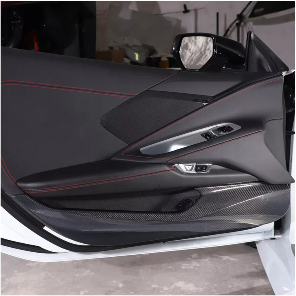 Dry Carbon Fiber Door Anti‑Kick Panel Cover V2 for Chevrolet Corvette C8