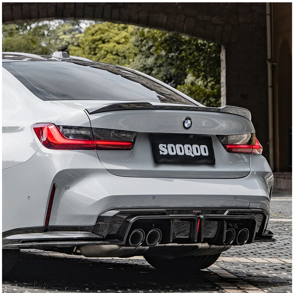 Carbon Fiber Rear Diffuser w/ Brake Light & Splitter for BMW G80 G81 M3 G82 G83 M4