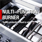 65" 4-Burner 72,000 BTU Black Outdoor Kitchen Island Grill + Side Burner + Rotisserie kit