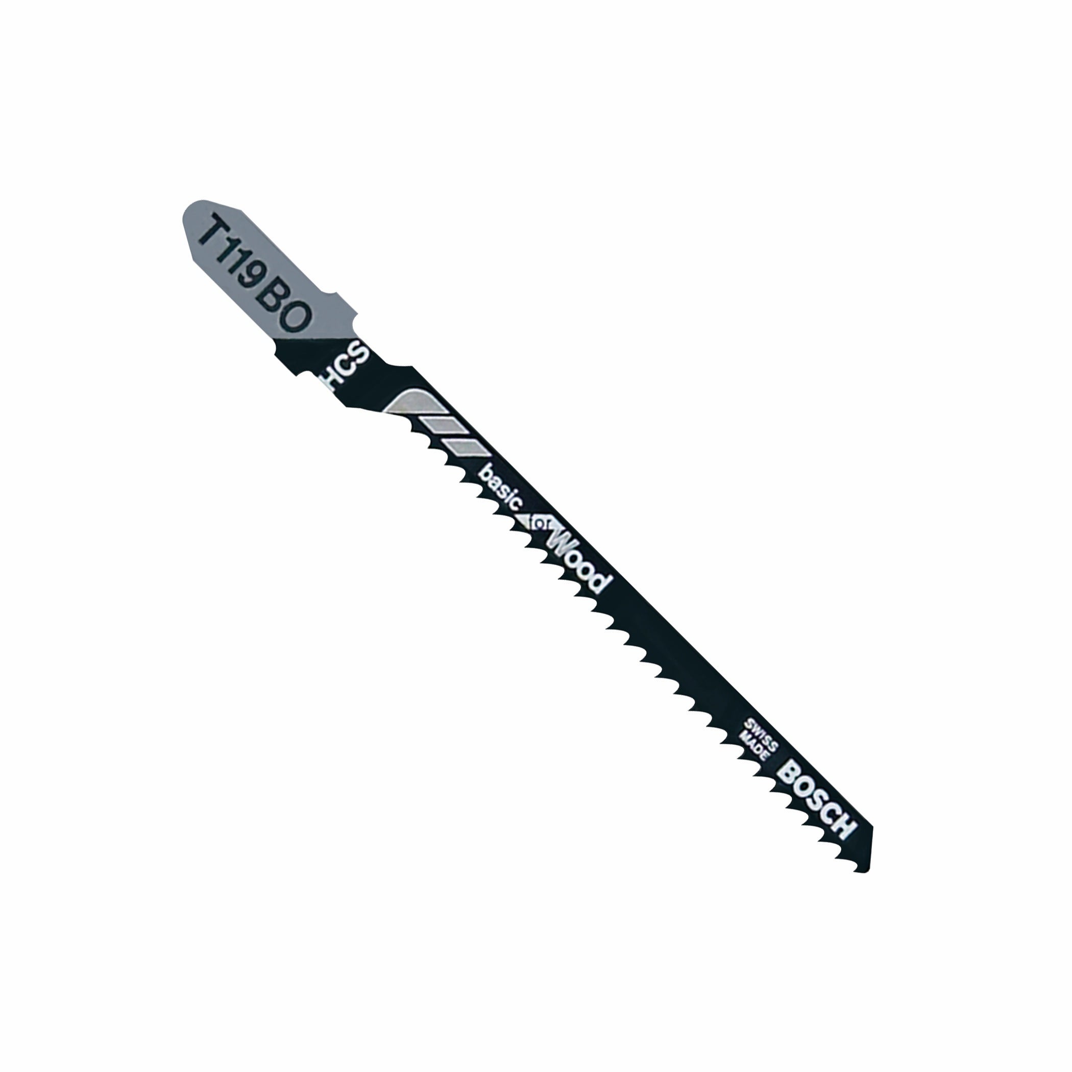 BOSCH T119BO 5 pc. 3-1/4 In. 12 TPI Basic Wood Cutting T-Shank Jig Saw Blades