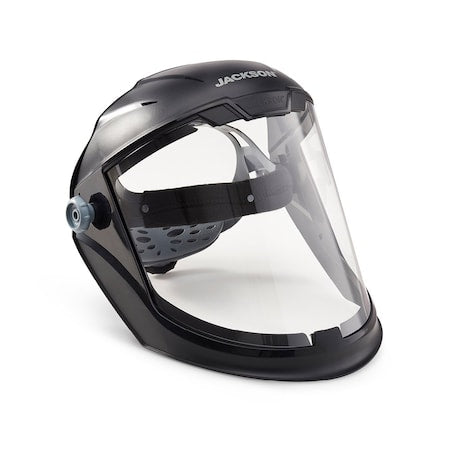 Maxview Faceshield Assembly, Polycardonate Visor, Clear Uncoated Lens, Ratchet Suspension, Black