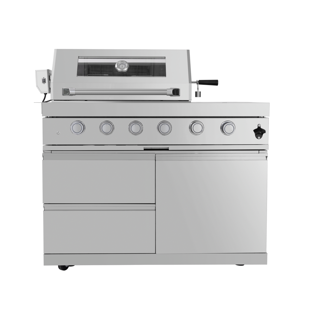 125" 10,8000 BTU 4-Burner Outdoor Kitchen Island Grill with Pizza Oven