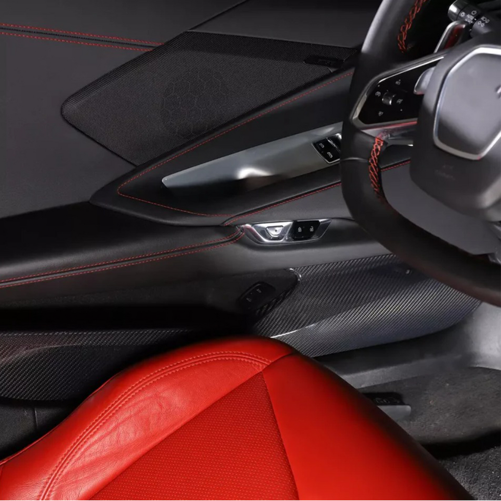 Dry Carbon Fiber Door Anti‑Kick Panel Cover V2 for Chevrolet Corvette C8