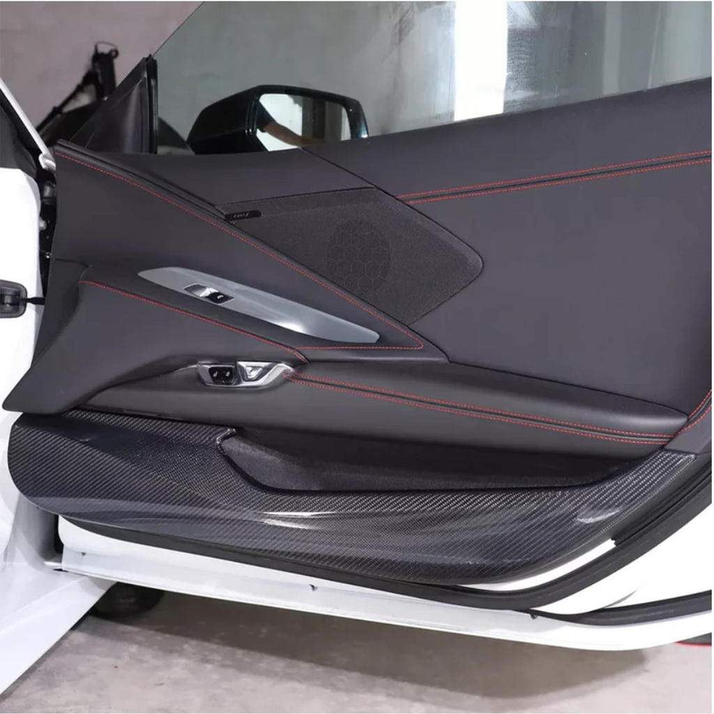 Dry Carbon Fiber Door Anti‑Kick Panel Cover V2 for Chevrolet Corvette C8