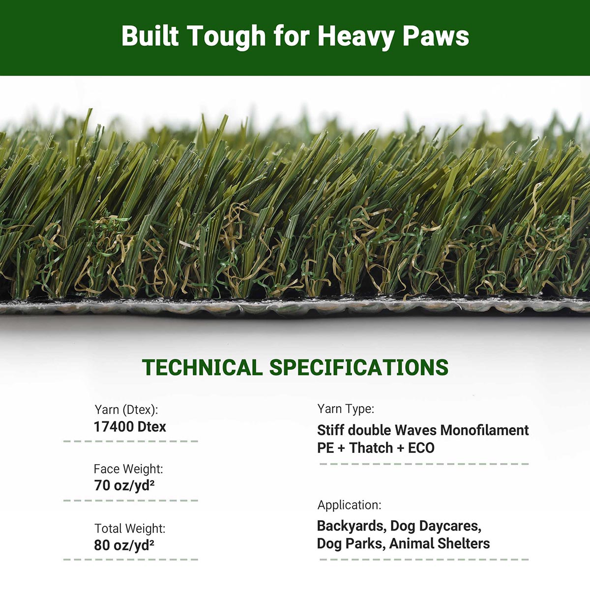Yescom Commercial Artificial Turf for Pet Facility Runs 15'x Cut-to-Length