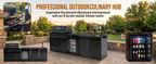 104" 4-Burner 72,000 BTU Black Outdoor Kitchen Bar Barbecue Island Grill + Wine Cooler + Sink