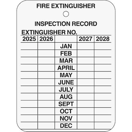 Tag, Fire Extinguisher, Aluminum, 3 in H x 2 1/4 in W, Silver, Rectangle, 10 PK