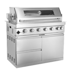 101" 6-Burner 85,000 BTU Outdoor Kitchen Island Grill with Storage Cabinets & Drawers