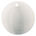Blank Tag, Brass, 2 in H x 2 in W, Silver, Round, 25 PK