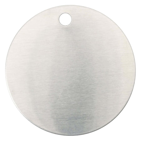 Blank Tag, Brass, 2 in H x 2 in W, Silver, Round, 25 PK