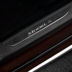 Carbon Fiber Textured Front Door Sill Protector for Tesla Model S 2016-2018