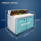48" Width Commercial Refrigerators Sandwich & Salad Prep Table with a Butcher Block Cutting Board