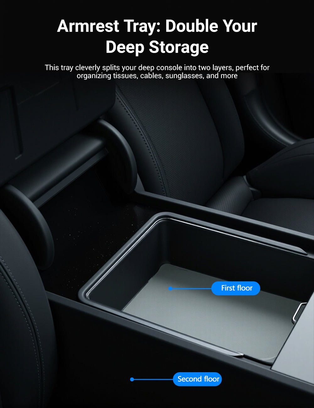 Center Console Tray Armrest Organizer for Model 3 Highland / Model Y Juniper / Model YL