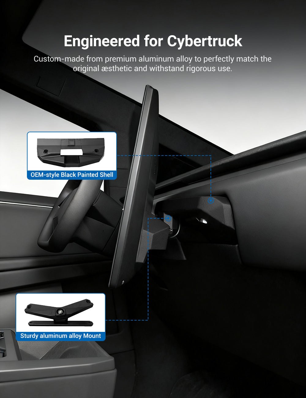 Center Screen Swivel Rotating Mount Kit for Cybertruck | TESERY