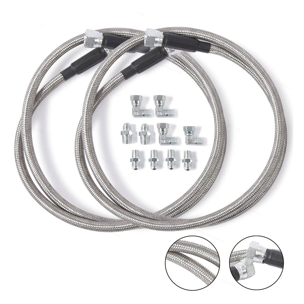 SS Braided Transmission Cooler Hose Lines Fittings TH350 700R4 TH400 52" Length