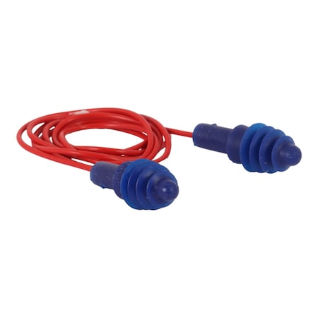 Dpass(R) Reusable Vinyl Ear Plugs, Flanged Shape, 27 dB, Blue, 5 PK