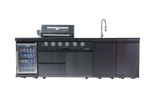 104" 4-Burner 72000 BTU Black Outdoor Kitchen Island Grill with Storage Cabinets & Drawers