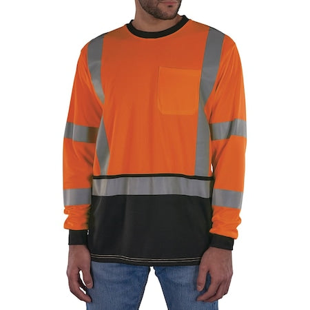 Hi-Vis Shirt,2XL,Orange,Long Sleeve