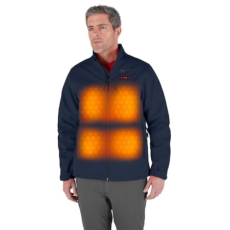 M12 Heated TOUGHSHELL Men's Jacket, Blue, Heats 3 to 12 Hours, 3 Outside Pockets, 3XL