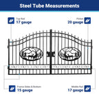 14x8 ft Steel Dual Swing Driveway Gate