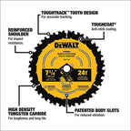 DEWALT DWA171424B10 7-1/4-Inch 24-Tooth Circular Saw Blade, 10-Pack