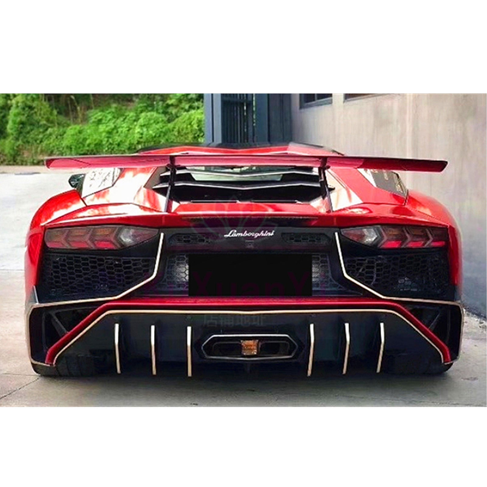 SV Style Semi Carbon Fiber Rear Bumper for Lamborghini Aventador LP700 LP720 LP750