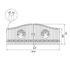 20x8 ft Steel Dual Swing Driveway Gate