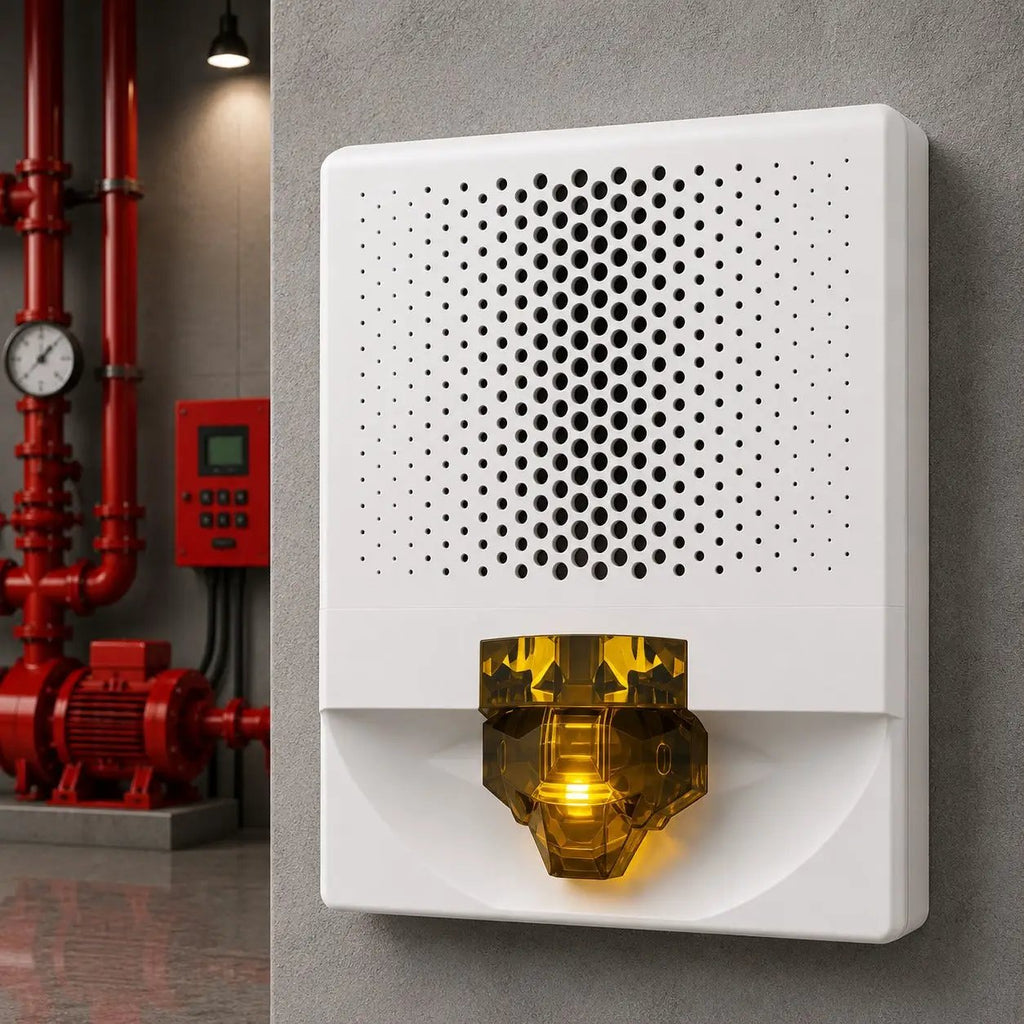 Kidde Speaker-Strobe White Amber Lens Fire Alarm for Safety