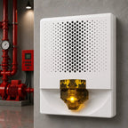 Kidde Speaker-Strobe White Amber Lens Fire Alarm for Safety