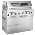 128" 120,000 BTU 6-Burner Outdoor Kitchen Island Grill with Pizza Oven