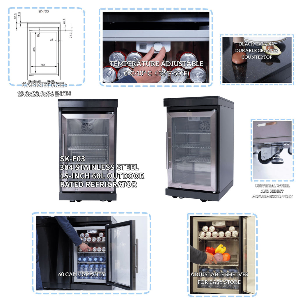 NG 85" 6-Burner 85,000 BTU Black Outdoor Kitchen Island Grill Refrigerator + Rotisserie Kit + Sink