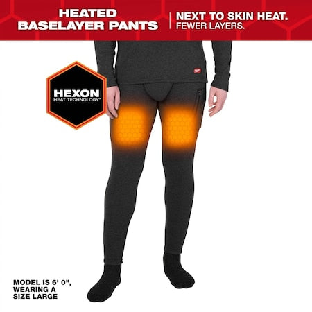 Heated Baselayer Pants,Black/Gray,2XL