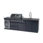 NG 104" 4-Burner 72,000 BTU Black Outdoor Kitchen Island Grill Rotisserie