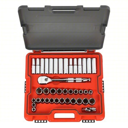 1/2 in Drive Socket Set Metric, SAE 41 Pieces 7/16 in to 1 in, 12 mm to 20 mm , Chrome