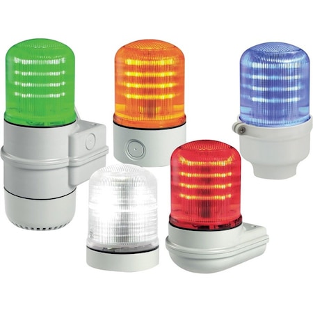 Warning Light, Blue, LED, 12 to 24V AC/DC, 120 to 240V AC, 85, 120 FPM, 3 29/32 in Dia.