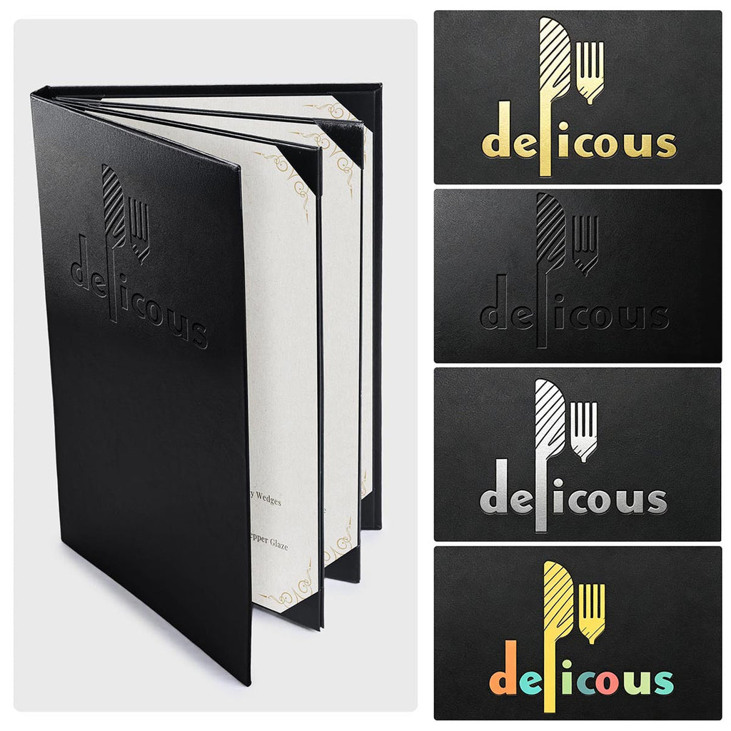 Yescom Personalized Menu Covers - 8.5x14 PU Leather Custom Printed & Color