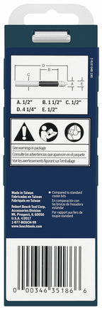 BOSCH 85601MC 1/2 In. x 1-1/2 In. Carbide-Tipped Double-Flute Template Trim Router Bit